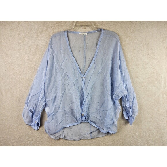 Scandal Italy Women's 100% Silk Sheer Button Front Blouse Top Size M/L - Picture 1 of 3